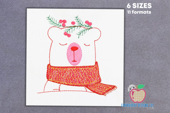 A Cozy Cartoon Bear Sketch Embroidery for Boutique Sweatshirts