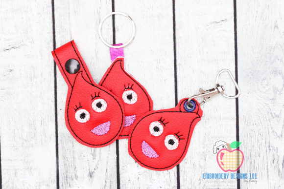 A Designer's Take on the Blood Drop Cartoon Keyfob Embroidery Design