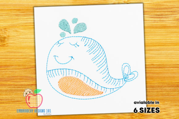 Cartoon Baby Whale Sketch: A Charmingly Simple Embroidery Design