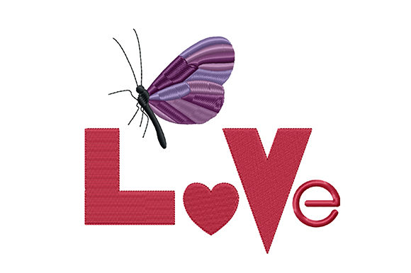 Evaluating the Word Love and Butterfly Embroidery Design