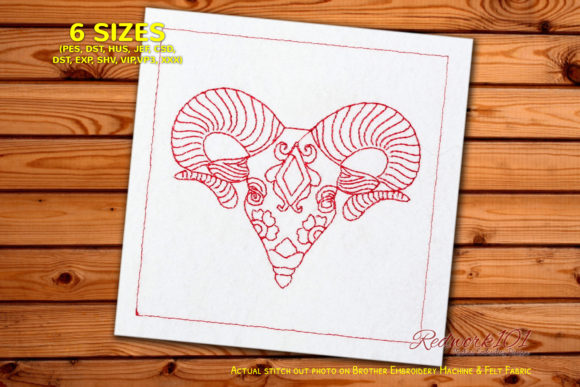 Goad Head Aries Astrology Sign Redwork Review