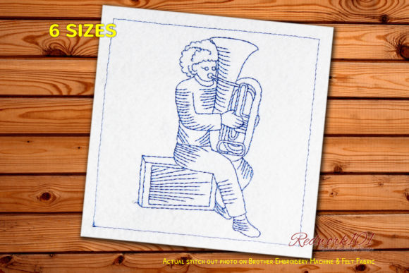 Musician Playing Tuba: A Redwork Embroidery Design Review