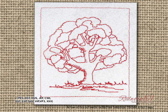 Oak Tree Redwork Design: A Classic with Modern Appeal