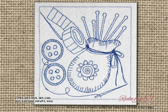 Redwork Embroidery for Knitting & Sewing Accessories