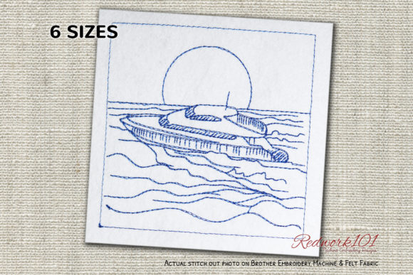 Yacht Redwork: A Timeless Embroidered Gift Design